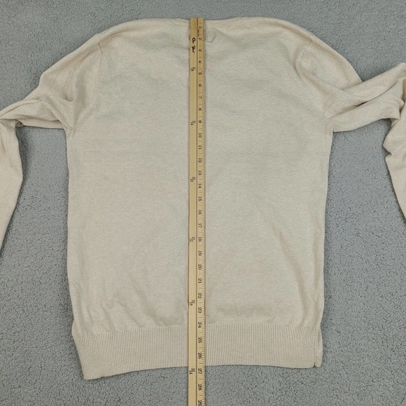 American Eagle Outfitters Sweater Mens Large Beige Knit V-Neck Sweatshirt - Picture 11 of 12
